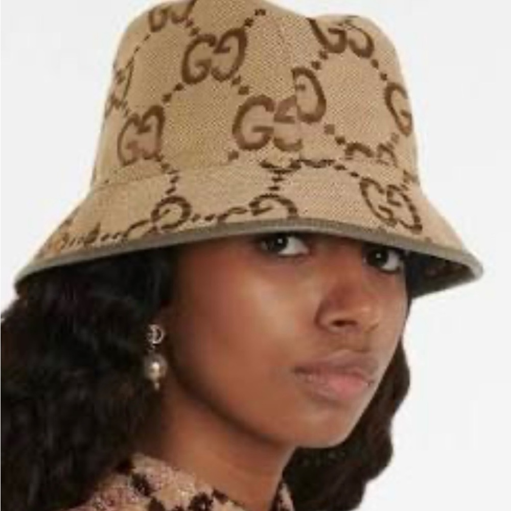 Gucci Tan and Brown Monogram Bucket Hat